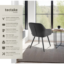 tectake Marilyn Set of 6 Anthracite Black Corduroy Dining Chair - Grey - Wilko - thumbnail 7