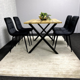 Kosy Koala 4 Seater MDF and Velvet Dining Table Set Black - Brown - Wilko - thumbnail 3