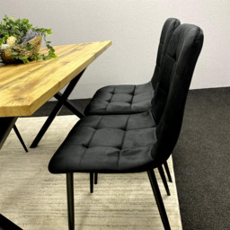 Kosy Koala 4 Seater MDF and Velvet Dining Table Set Black - Brown - Wilko - thumbnail 6