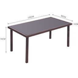 Living and Home 6 Seater Rectangle Rattan Table Brown - Wilko - thumbnail 7