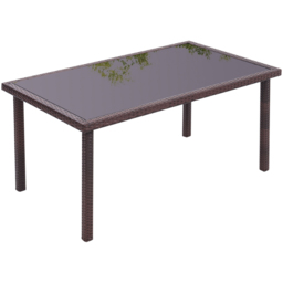 Living and Home 6 Seater Rectangle Rattan Table Brown - Wilko - thumbnail 3