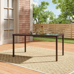 Living and Home 6 Seater Rectangle Rattan Table Brown - Wilko - thumbnail 6