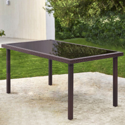 Living and Home 6 Seater Rectangle Rattan Table Brown - Wilko