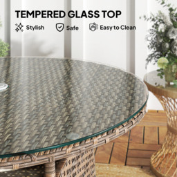 Outsunny Brown Rattan Garden Table with Umbrella Hole - Size: 74 x 80 x 80cm - Wilko - thumbnail 7