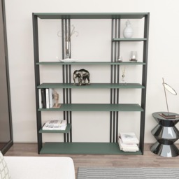 Decorotika Jeni 6 Shelf Green and Black Bookcase - Size: 160 x 120 x 29.6cm - Multi - Wilko - thumbnail 4