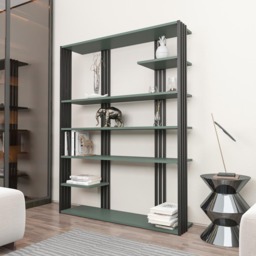 Decorotika Jeni 6 Shelf Green and Black Bookcase - Size: 160 x 120 x 29.6cm - Multi - Wilko - thumbnail 7