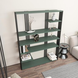Decorotika Jeni 6 Shelf Green and Black Bookcase - Size: 160 x 120 x 29.6cm - Multi - Wilko - thumbnail 5