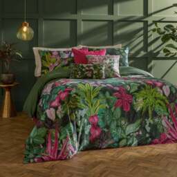 Paoletti King Size Pink and Green Veadeiros Exotic Floral Duvet Set - Multi - Wilko