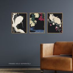 Artery8 White Ohora Koson Flower Heron Cockatoo Artwork Wall Art Print 30 x 41cm 3 Pack - Size: 40.5 x 30.5 x 0.3cm - Black - Wilko - thumbnail 3