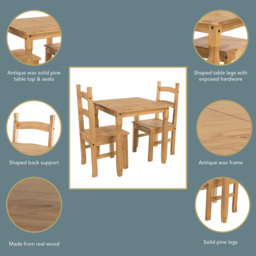 Corona 2 Seater Dining Set Antique Wax - Brown - Wilko - thumbnail 5