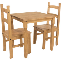 Corona 2 Seater Dining Set Antique Wax - Brown - Wilko - thumbnail 3