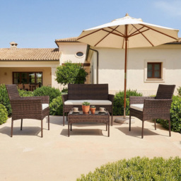 Artemis Home Corato 4 Seater Cream and Brown Rattan Patio Set - Cream on Brown - Wilko - thumbnail 3