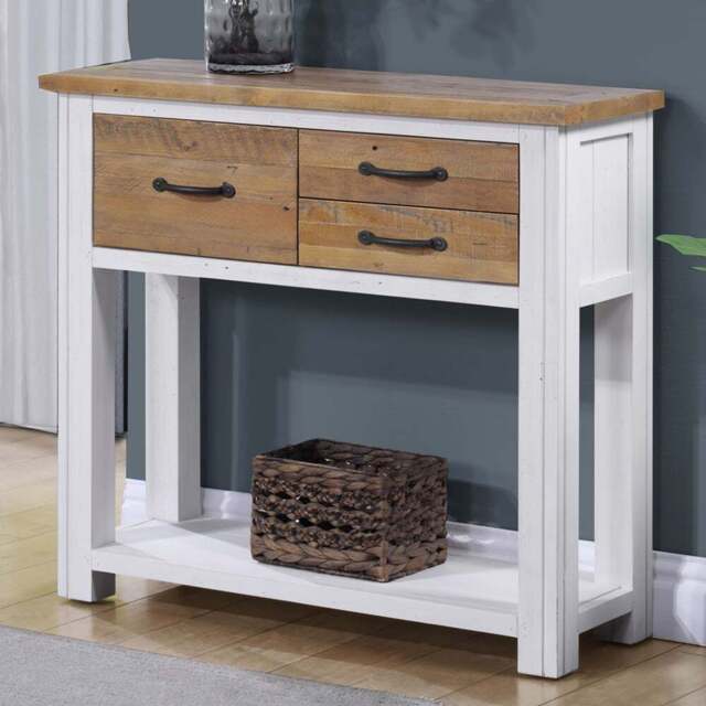 Baumhaus Splash of White 3 Drawer Single Shelf White Small Console Table - Wilko - image 1