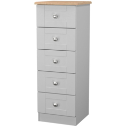 Crowndale Sussex 5 Drawer Grey Ash and Bardolino Oak Tall Bedside Cabinet Ready Assembled - Grey Ash & Bardolino Oak - Wilko - thumbnail 4
