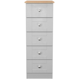 Crowndale Sussex 5 Drawer Grey Ash and Bardolino Oak Tall Bedside Cabinet Ready Assembled - Grey Ash & Bardolino Oak - Wilko - thumbnail 3