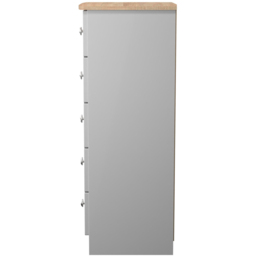 Crowndale Sussex 5 Drawer Grey Ash and Bardolino Oak Tall Bedside Cabinet Ready Assembled - Grey Ash & Bardolino Oak - Wilko - thumbnail 5