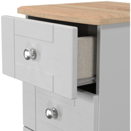 Crowndale Sussex 5 Drawer Grey Ash and Bardolino Oak Tall Bedside Cabinet Ready Assembled - Grey Ash & Bardolino Oak - Wilko - thumbnail 7