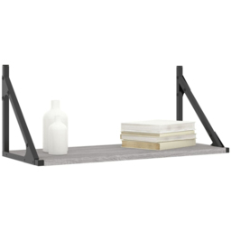 vidaXL 60 x 25 x 25.5cm Grey Sonoma Oak Floating Wall Shelf 2 Pack - Size: 25.5 x 60 x 25cm - Wilko - thumbnail 3