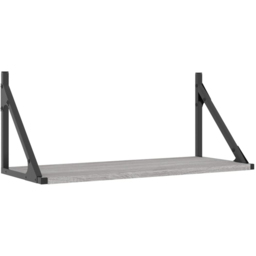 vidaXL 60 x 25 x 25.5cm Grey Sonoma Oak Floating Wall Shelf 2 Pack - Size: 25.5 x 60 x 25cm - Wilko