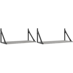 vidaXL 60 x 25 x 25.5cm Grey Sonoma Oak Floating Wall Shelf 2 Pack - Size: 25.5 x 60 x 25cm - Wilko - thumbnail 4