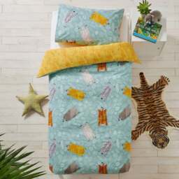 little furn. Wild Friends Toddler Blue Kids Duvet Cover Set - Wilko - thumbnail 1