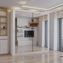 Sliding Wardrobes 4U 2 Sliding Door White Full Length Mirrored Wardrobe 150cm - Size: 2 Door - Wilko - thumbnail 4