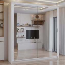 Sliding Wardrobes 4U 2 Sliding Door White Full Length Mirrored Wardrobe 150cm - Size: 2 Door - Wilko - thumbnail 1