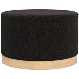 Lara Black Boucle Fabric Oak Base Large Pouffe - Size: 380 x 610 x 610cm - LPD Home - Wilko - thumbnail 3