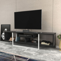 Decorotika Asal 3 Shelf Black Marble Effect and White TV Unit - Size: 40 x 149.4 x 35.2cm - Multi - Wilko - thumbnail 6