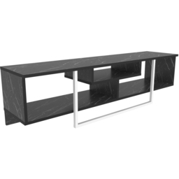 Decorotika Asal 3 Shelf Black Marble Effect and White TV Unit - Size: 40 x 149.4 x 35.2cm - Multi - Wilko - thumbnail 3
