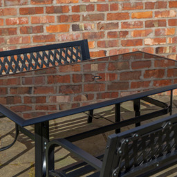 Samuel Alexander 4 Seater Garden Dining Table with Bench and Beige Havana Parasol and Base 2m - Black - Wilko - thumbnail 5