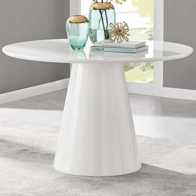 Furniturebox Nova 6 Seater Round Dining Table White High Gloss - Size: 4 Seater - Wilko - image 1