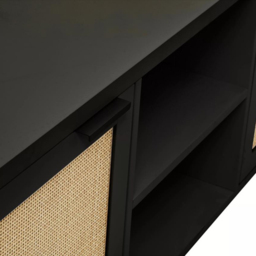 Interiors by Premier Shermam 2 Door 2 Shelf Black Wood Media Unit - Size: 120 x 38 x 52cm - Wilko - thumbnail 6