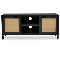 Interiors by Premier Shermam 2 Door 2 Shelf Black Wood Media Unit - Size: 120 x 38 x 52cm - Wilko - thumbnail 3