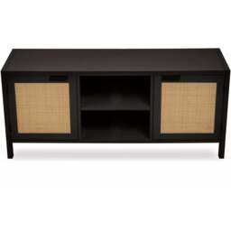 Interiors by Premier Shermam 2 Door 2 Shelf Black Wood Media Unit - Size: 120 x 38 x 52cm - Wilko - thumbnail 4