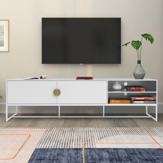 Loft24 Asia 2 Door 2 Shelf White Lowboard - Size: 50 x 180 x 40cm - Wilko - image 1