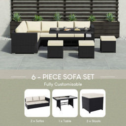 Garden Vida Belgrave Rattan Effect 9 Seater Garden Dining Set Black - Wilko - thumbnail 7