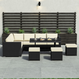 Garden Vida Belgrave Rattan Effect 9 Seater Garden Dining Set Black - Wilko - thumbnail 4