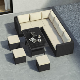 Garden Vida Belgrave Rattan Effect 9 Seater Garden Dining Set Black - Wilko - thumbnail 5