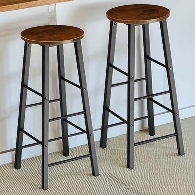 tectake Keynes Dark Wood Set of 2 Bar Stool - Size: 72.5 x 31 x 31cm - Brown - Wilko - image 1