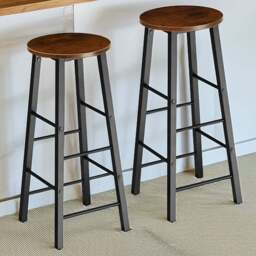 tectake Keynes Dark Wood Set of 2 Bar Stool - Size: 72.5 x 31 x 31cm - Brown - Wilko - thumbnail 1