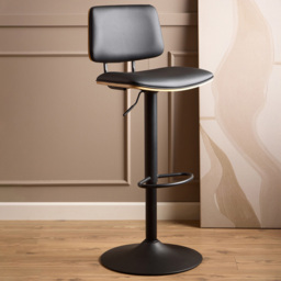 Florence Owen Matt Black Swivel Bar Stool - Size: 92.5 x 45.5 x 50cm - Multi - Furniture To Go - Wilko