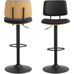 Florence Owen Matt Black Swivel Bar Stool - Size: 92.5 x 45.5 x 50cm - Multi - Furniture To Go - Wilko - thumbnail 4