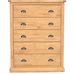Cabinet Bits Lucca 5 Drawer Brown Brass Cup Handle Chest of Drawers - Wilko - thumbnail 3