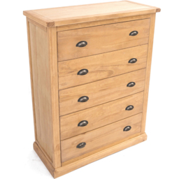 Cabinet Bits Lucca 5 Drawer Brown Brass Cup Handle Chest of Drawers - Wilko - thumbnail 5