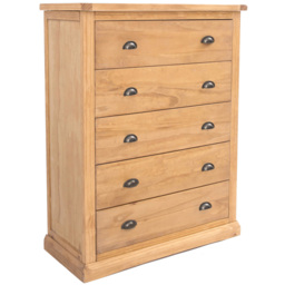 Cabinet Bits Lucca 5 Drawer Brown Brass Cup Handle Chest of Drawers - Wilko - thumbnail 4