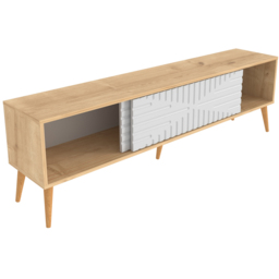 Decorotika Riso 2 Sliding Door Sapphire Oak and White TV Unit - Size: 54 x 180 x 35cm - Multi - Wilko - thumbnail 6