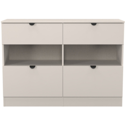 Crowndale Bora 4 Drawer 2 Shelf Kashmir Matt Wide Midi Chest - Cream - Wilko - thumbnail 3