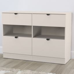 Crowndale Bora 4 Drawer 2 Shelf Kashmir Matt Wide Midi Chest - Cream - Wilko