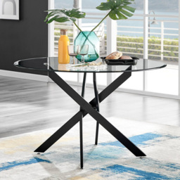 Furniturebox Arona Cesano 4 Seater Round Dining Set Blue and Black - Wilko - thumbnail 3